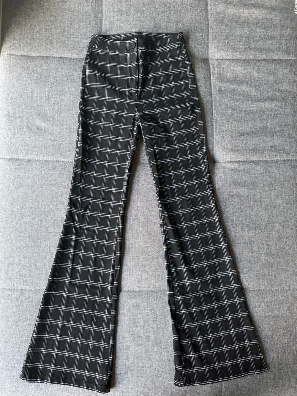 Garage Black Plaid Flare Pants